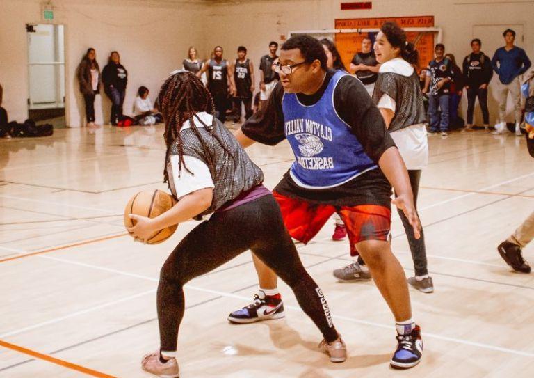 pacific students playing basketball