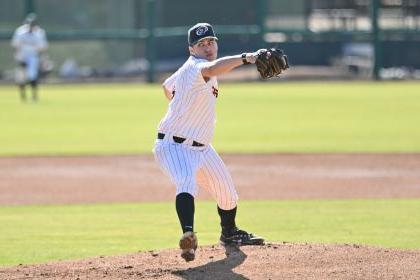 Jakob Guardado '25 pitching for the Tigers.